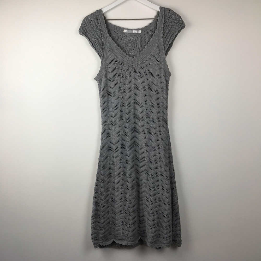 Athleta Grey Horseshoe Bay Crochet Dress